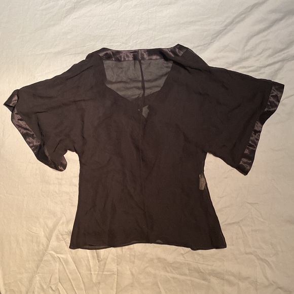 Vintage 90s Emporio Armani Made in Italy Sheer Black Blouse - Picture 3 of 4